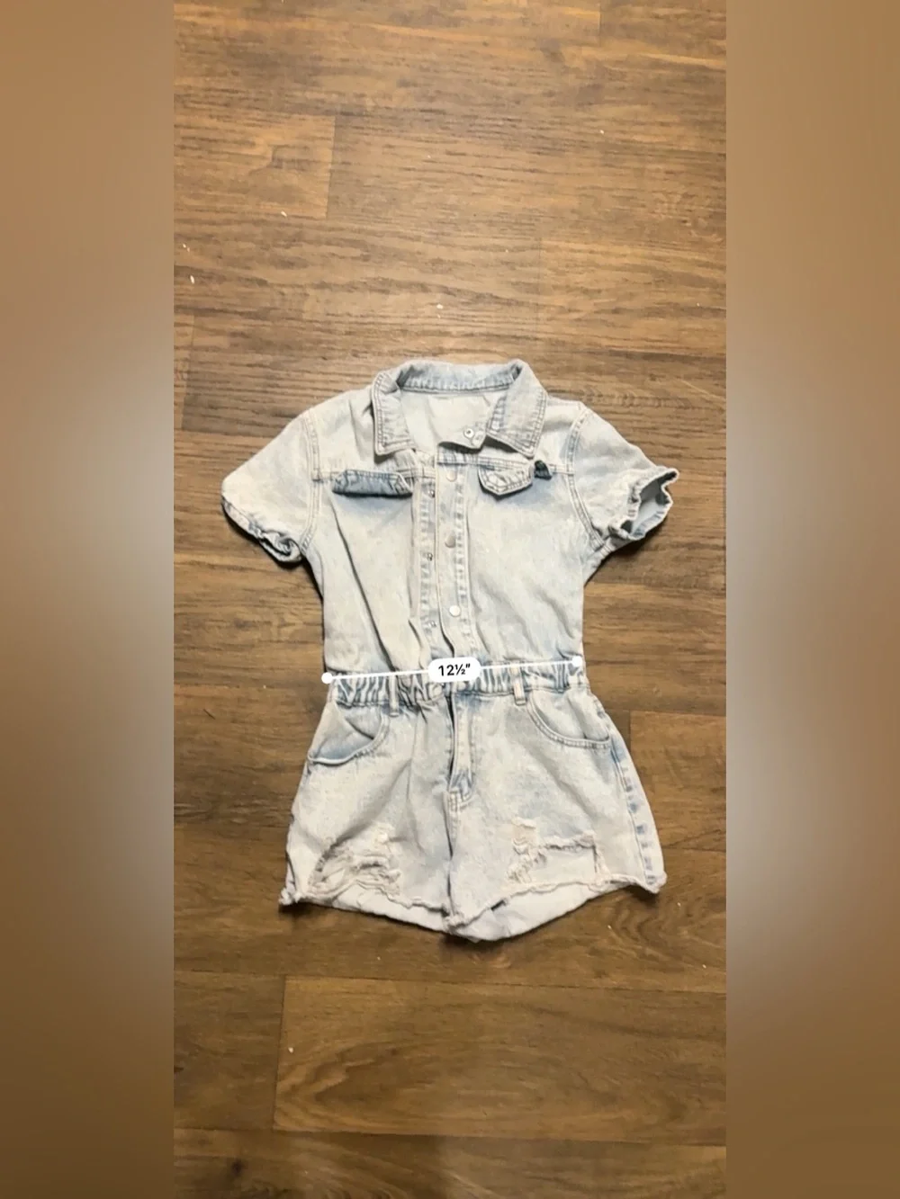 SHEIN Light Wash Denim Short Romper Size Small